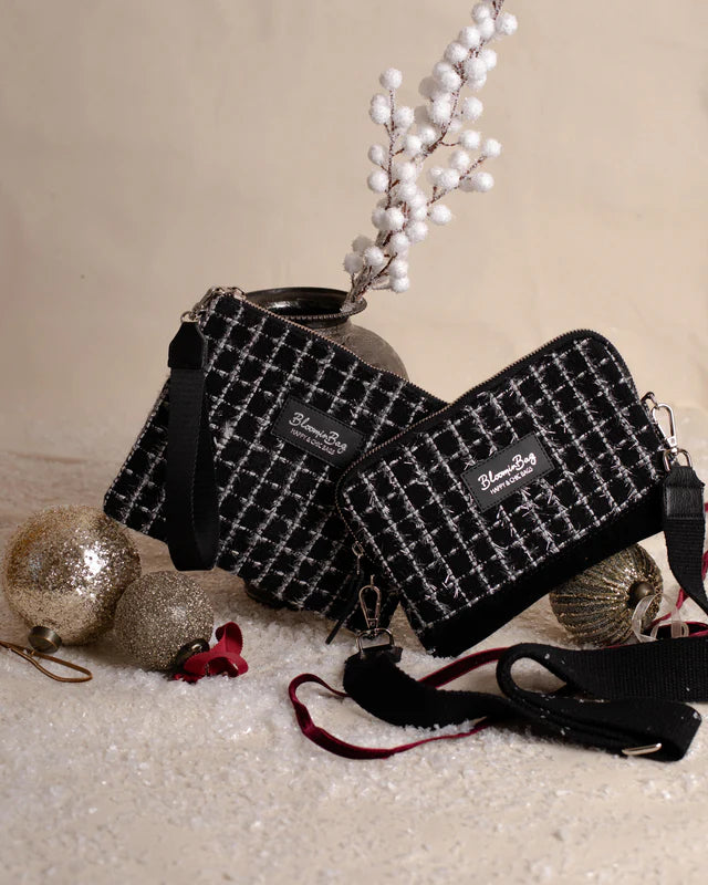 Noir Tweed Axelremsväska